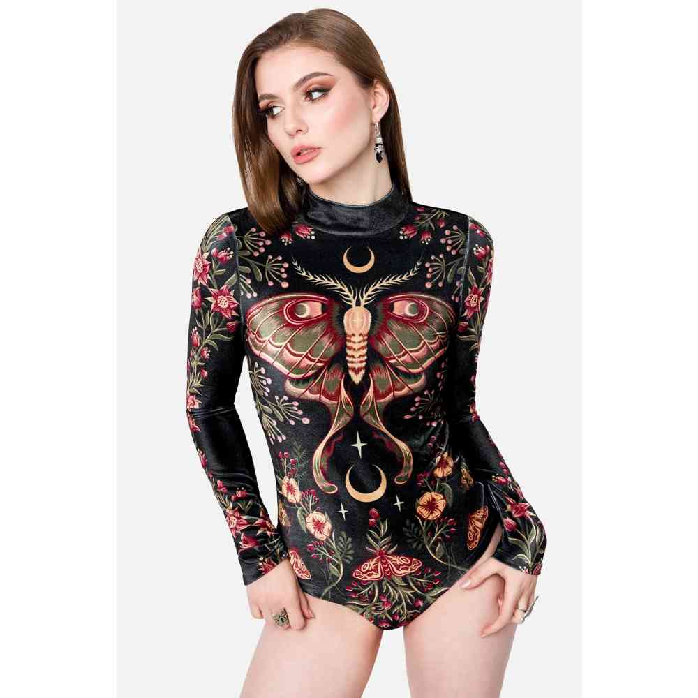 Restyle - Wilderwood Velvet Bodysuit - Noir/Multicolore